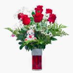 20 Red Roses, With Vase (Fresh Cut Flowers)