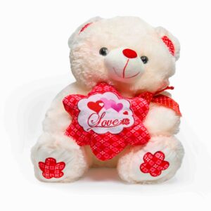 Valentine's Teddy Bear - Flower with Love (cream) 14inches