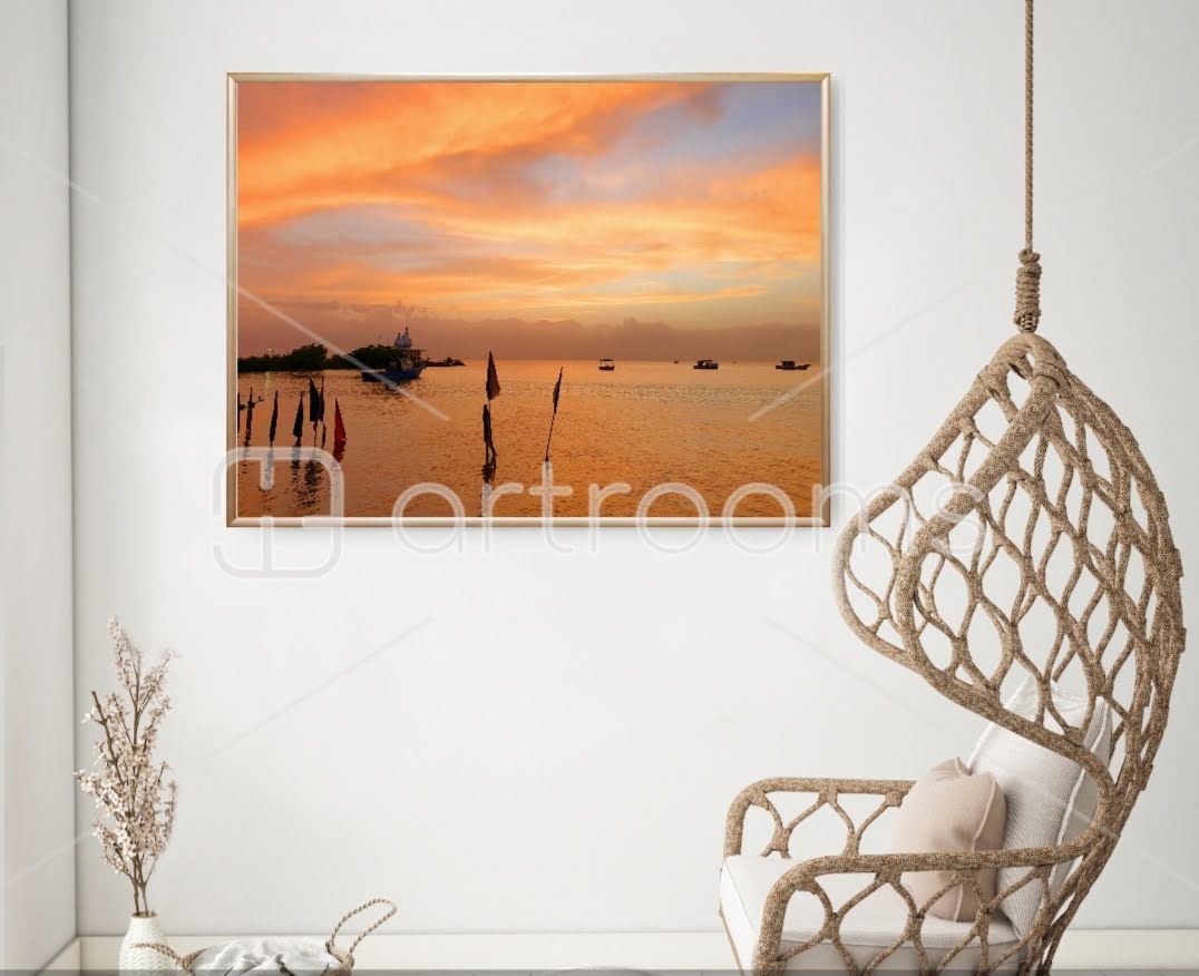 Sunset at Temple in the Sea Landscape