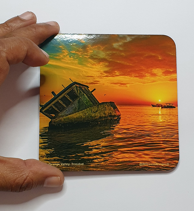 Del Cuore Designs Trinidad & Tobago Square Cork Coaster Set (8 Coasters)