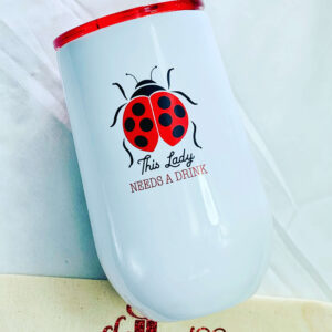 0-0 16 Oz Steel Wine Tumbler Insulated Stainless - This Lady Needs a Drink