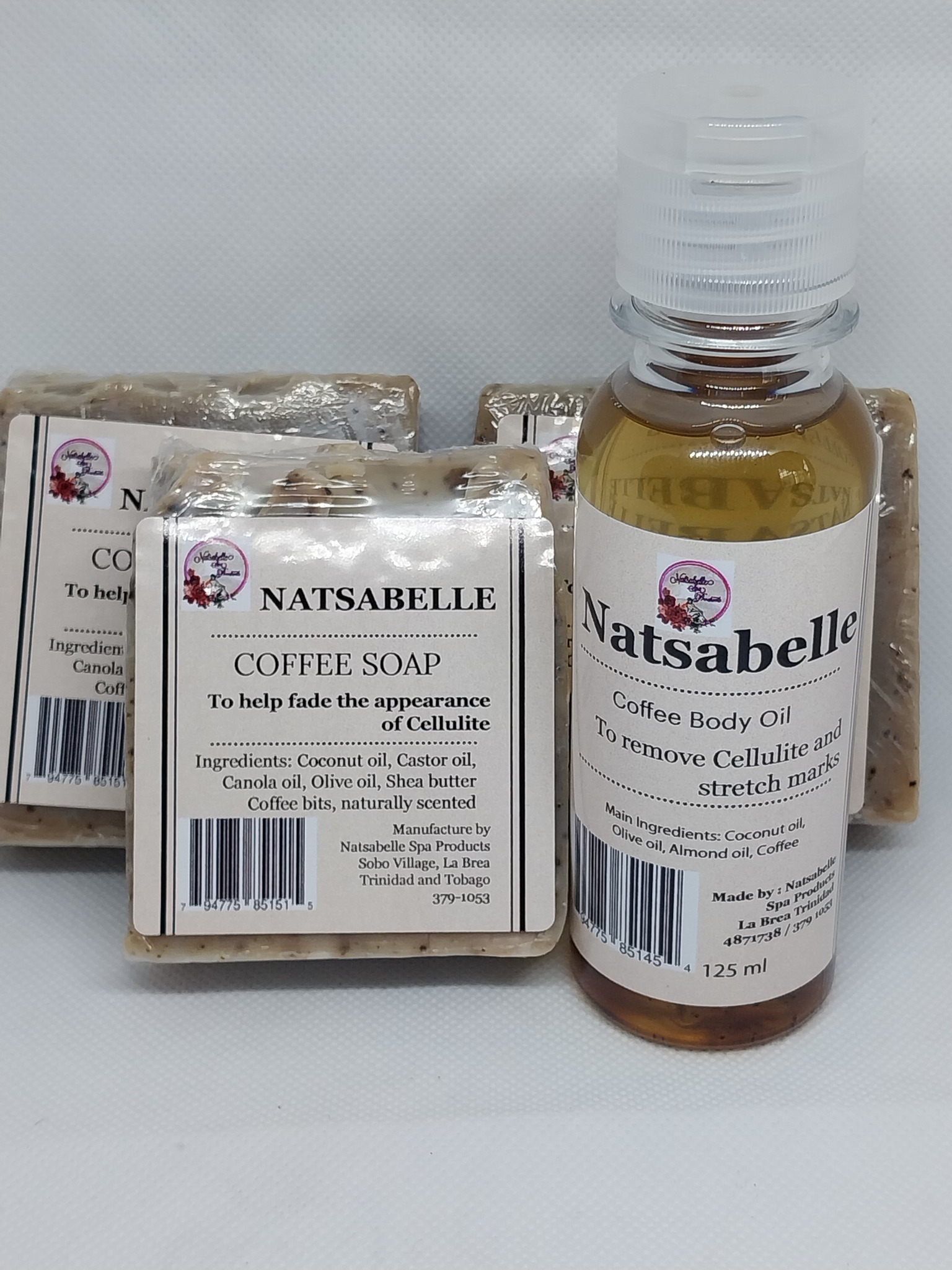 Coffee soaps and body oil set