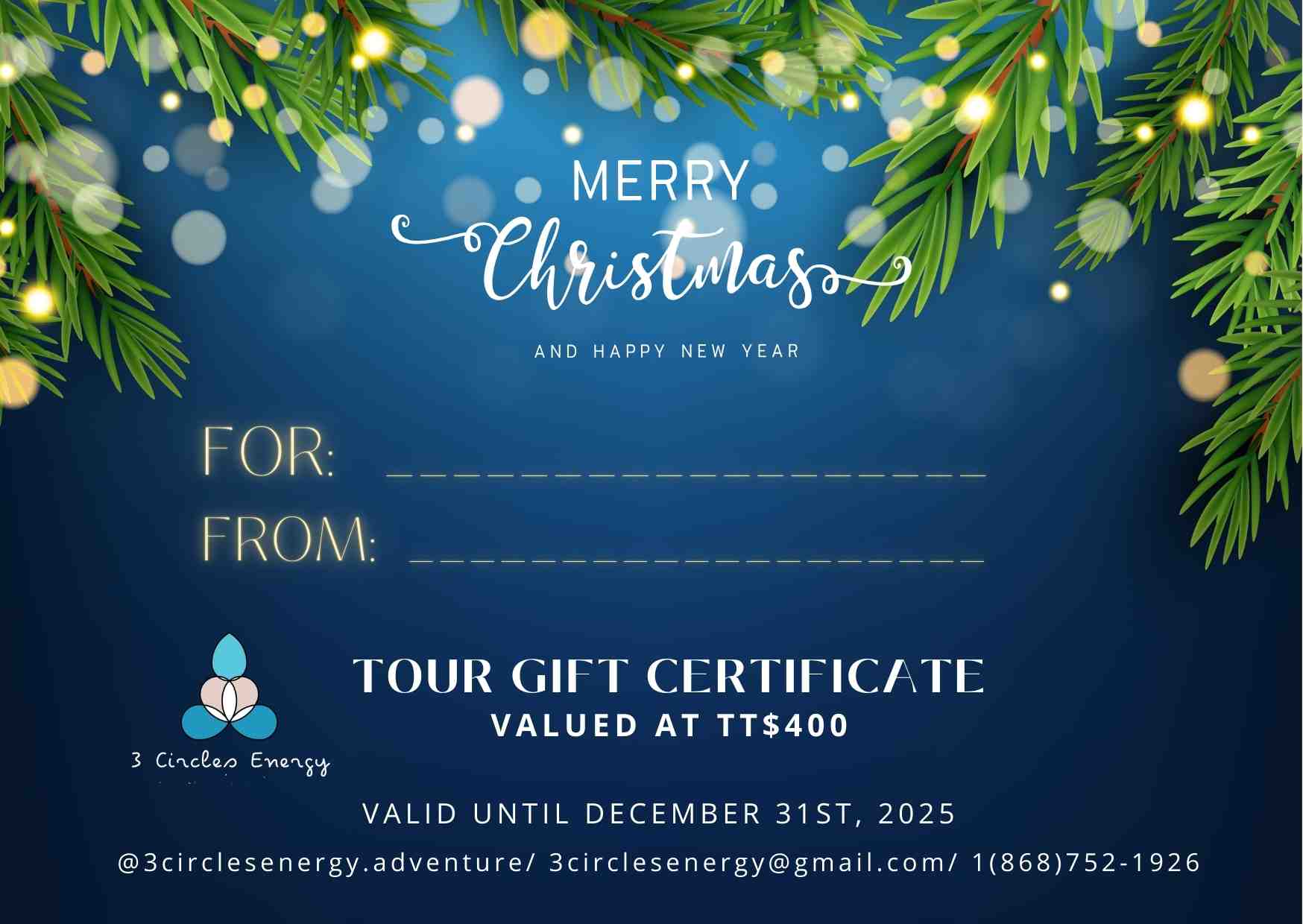 3 Circles Energy Tour Gift Certificate